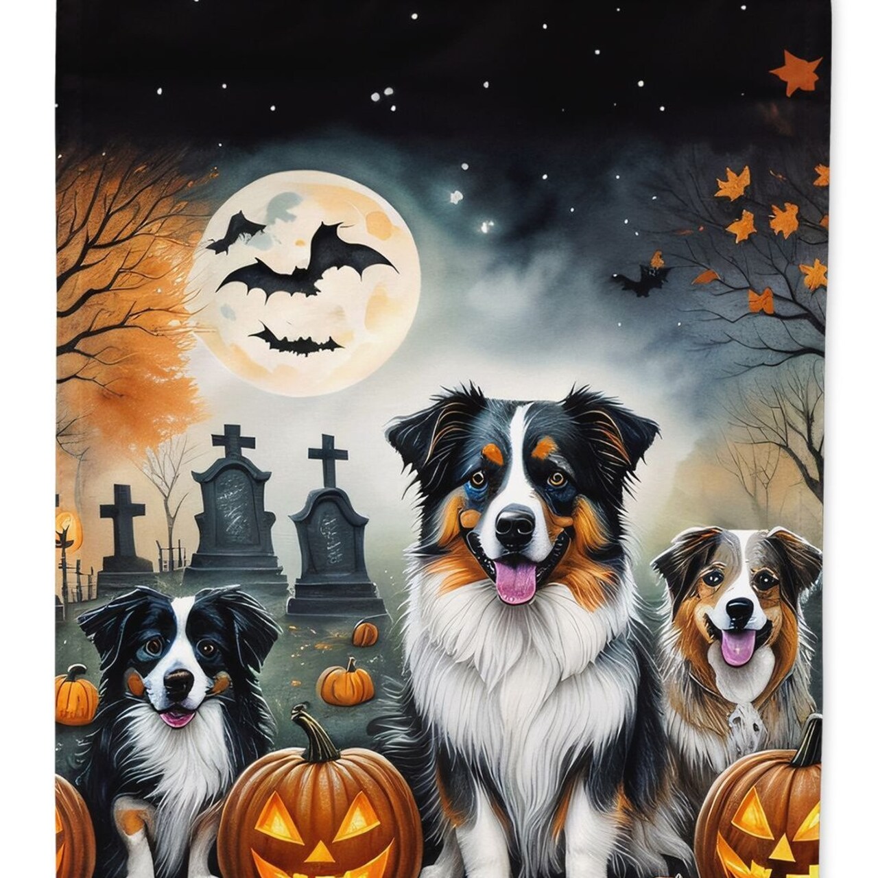 Edge Collections - 11.25" x 15.5" - Multicolor - Garden Flag Australian Shepherd Halloween - 1 Piece